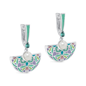 Серьги с английским замком из серебра с жемчугом