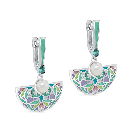 Серьги с английским замком из серебра с жемчугом