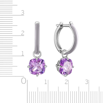 Серьги с английским замком из серебра с аметистом