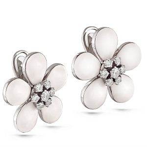 Серьги с английским замком из серебра с фианитами