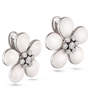 Серьги с английским замком из серебра с фианитом