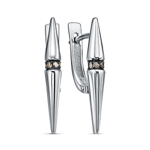 Серьги с английским замком из серебра с бриллиантами