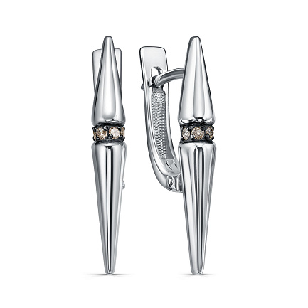 Серьги с английским замком из серебра с бриллиантами