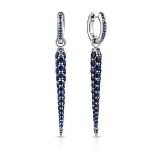 Серьги с английским замком из белого золота с сапфиром