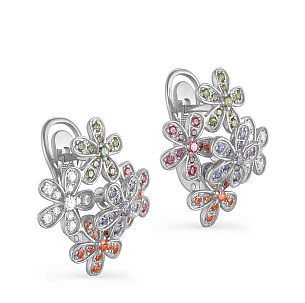 Серьги с английским замком из серебра с фианитом