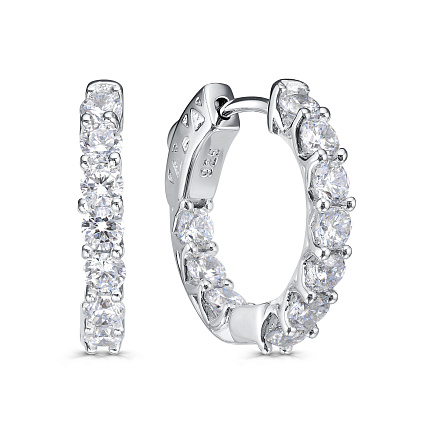 Серьги с английским замком из серебра с фианитами