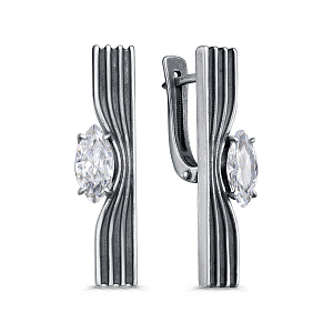 Серьги с английским замком из серебра с фианитами