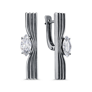 Серьги с английским замком из серебра с фианитом