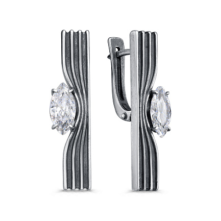 Серьги с английским замком из серебра с фианитами