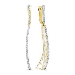 Серьги с английским замком из желтого золота с бриллиантом