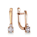 Серьги с английским замком из красного золота с бриллиантами