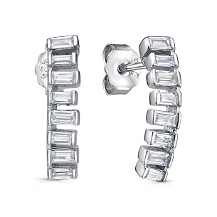 Серьги с английским замком из серебра с фианитом