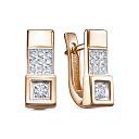 Серьги с английским замком из красного золота с бриллиантами