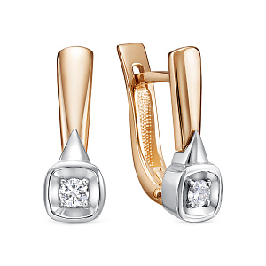 Серьги с английским замком из красного золота с бриллиантами