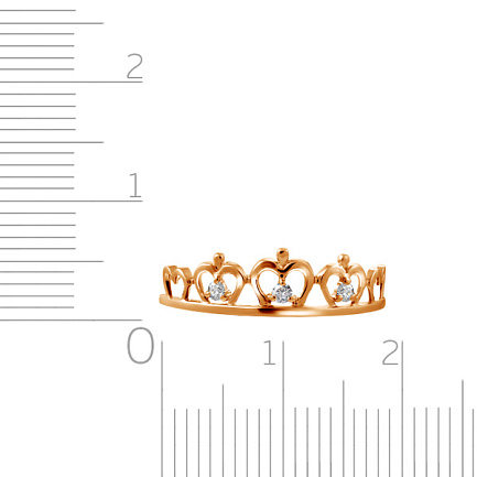 Кольцо из красного золота с фианитом