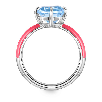 Кольцо из серебра с топазом, эмалью