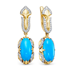 Серьги из желтого золота с бриллиантом