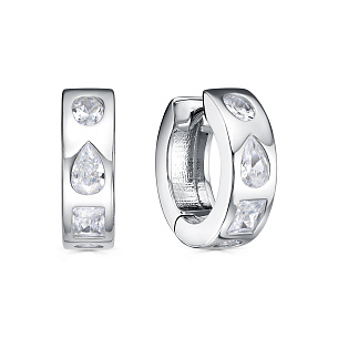 Серьги с английским замком из серебра с фианитом