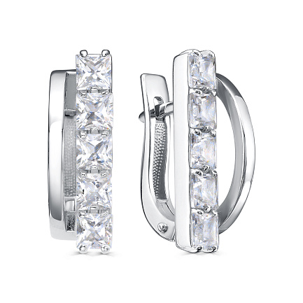 Серьги с английским замком из серебра с топазами