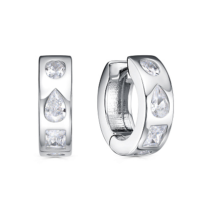 Серьги с английским замком из серебра с фианитами