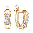 Серьги с английским замком из красного золота с фианитами