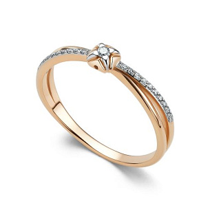 Кольцо из красного золота с бриллиантом