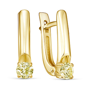 Серьги с английским замком из желтого золота с бриллиантами