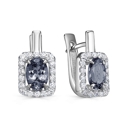 Серьги с английским замком из белого золота с бриллиантами