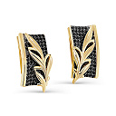 Серьги с английским замком из желтого золота с бриллиантами