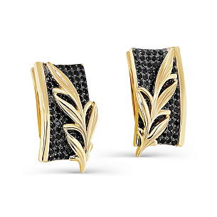 Серьги с английским замком из желтого золота с бриллиантом