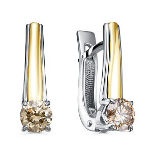 Серьги с английским замком из белого золота с бриллиантом