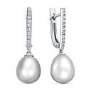 Серьги с английским замком из белого золота с бриллиантами