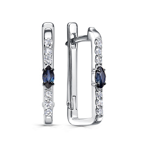 Серьги с английским замком из белого золота с бриллиантами