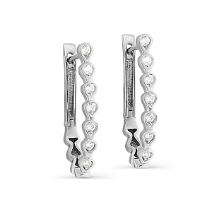 Серьги с английским замком из серебра с фианитами