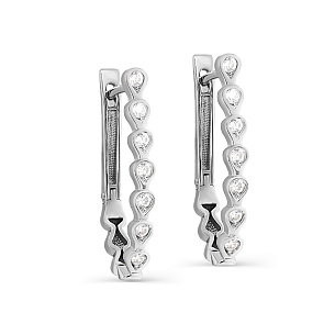 Серьги с английским замком из серебра с фианитом