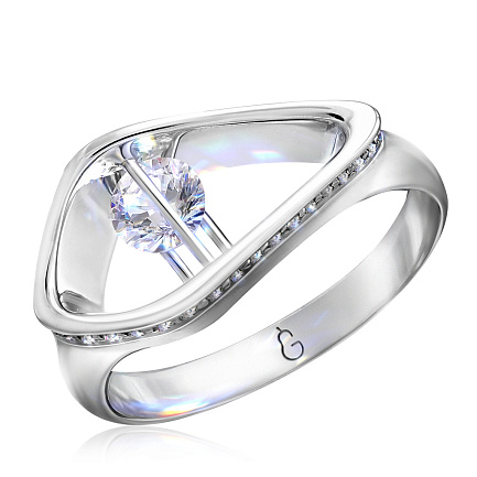 Кольцо из белого золота с бриллиантами