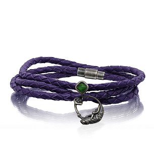 Браслет декоративный из серебра с шнуроком, магнитами