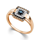 Кольцо из красного золота с бриллиантами, сапфиром