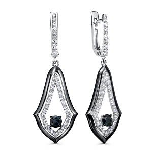 Серьги с английским замком из белого золота с сапфиром