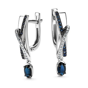 Серьги с английским замком из белого золота с бриллиантами