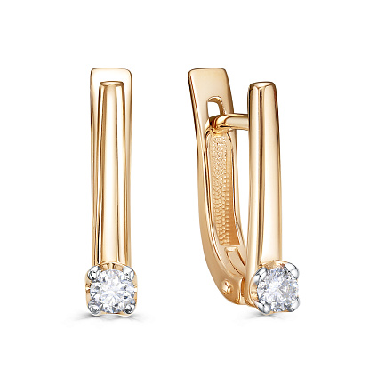 Серьги с английским замком из красного золота с бриллиантами