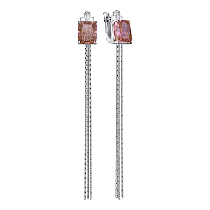 Серьги с английским замком из серебра с бриллиантами