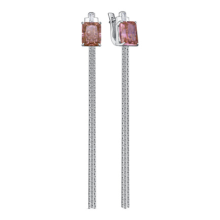 Серьги с английским замком из серебра с бриллиантами