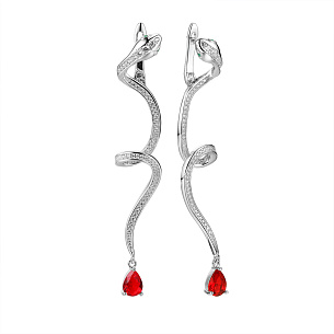 Серьги из серебра с фианитом