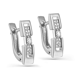 Серьги с английским замком из белого золота с бриллиантами