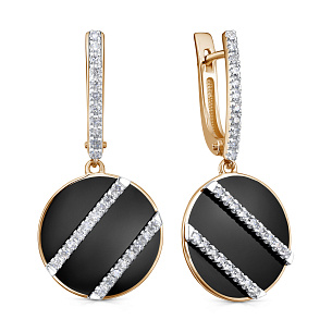 Серьги с английским замком из красного золота с бриллиантом