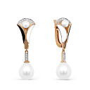 Серьги с английским замком из красного золота с бриллиантами