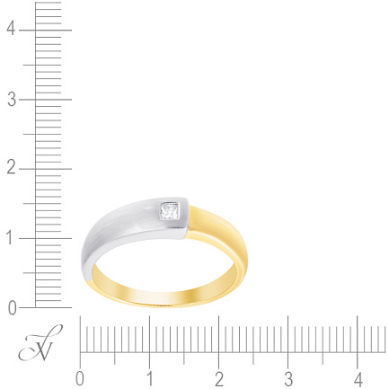 Кольцо обручальное из комбинированного золота с бриллиантом