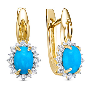 Серьги из желтого золота с бриллиантом