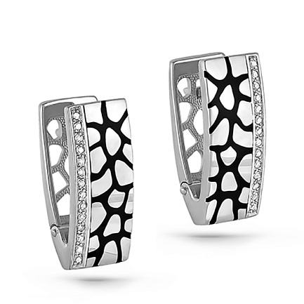 Серьги с английским замком из белого золота с бриллиантами